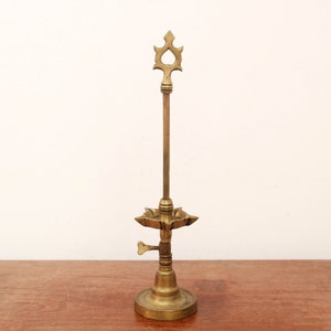 Antique Oil Lamp Vintage Diya Height Adjustable Samai Chavi Vilakku Key ...
