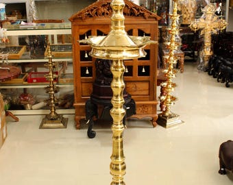 Brass Oil Lamp Big Diya Samai Pooja Temple Indian Ethnic Home Decor Gift