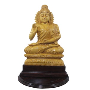 Big Buddha Statue Wooden Buddhist Home Decor Sculpture Yoga / Garden Decor Figurine Large Idol Sitting Meditating / Meditation Memento Gift
