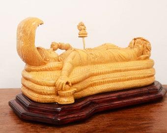 Vishnu Statue Anantashayana Mahavishnu Shesha Hindu God Wooden Sculpture  Memento Gift Idol Pooja Room Mandir Deity Temple Decor Figurine Art
