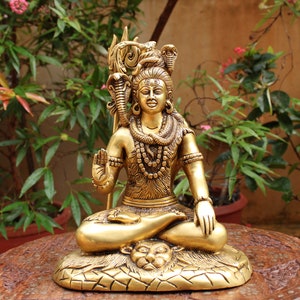 Meditating Shiva Statue Brass Shiva Sculpture Sitting Shiva Statue Blessing Posture Hindu God Pooja Puja Idol Home Decor Temple Art Figurine