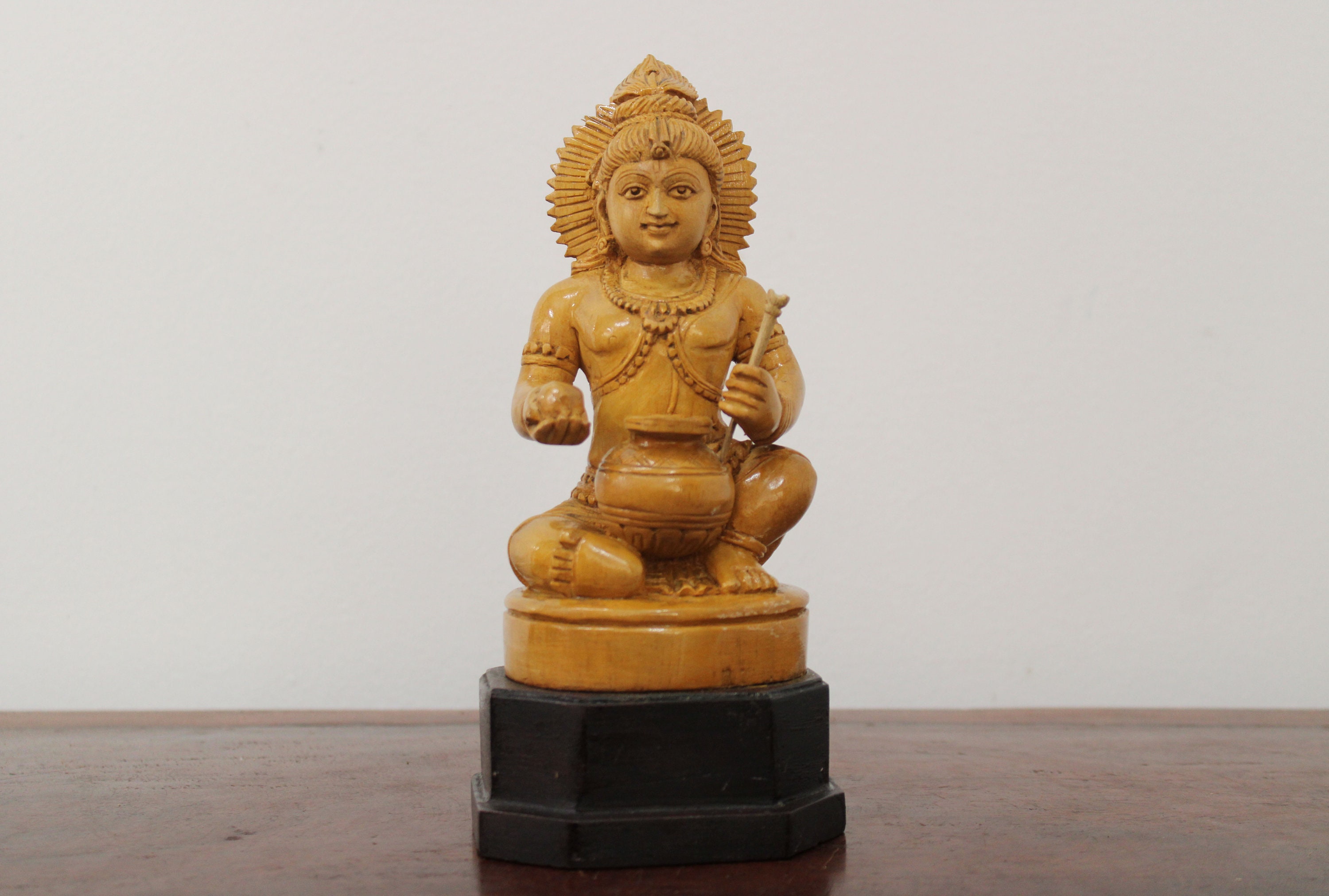 Baby Krishna Statue Small Wooden Sculpture Amulet Gift idol Hindu Home Decor Child Krishna Hand Carved Figurine Butter Thief Krishna Rare