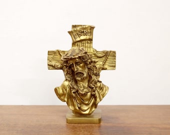 Jesus Christus Statue INRI Kruzifix Skulptur Messing Heilige Kreuz Chirstian Hauskirche Altar Figur Katholische Innen dekoratives Geschenk Idol
