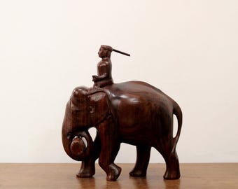 ヴィンテージ銅の象壁掛け 手彫りのローズウッド象像：ヴィンテージインド装飾 - Etsy 日本