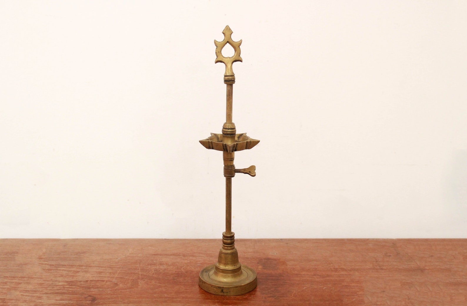 Antique Oil Lamp Vintage Diya Height Adjustable Samai Chavi Vilakku Key ...