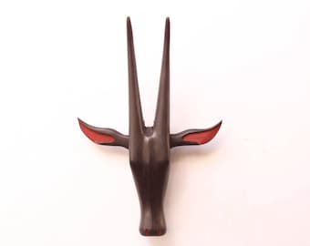 Bull Head Statue Vintage Home Decor Animal Head Wall Hanging Wooden Taurus Sculpture Living Room Garden / Wall Decor Bull / Cow Antique Art