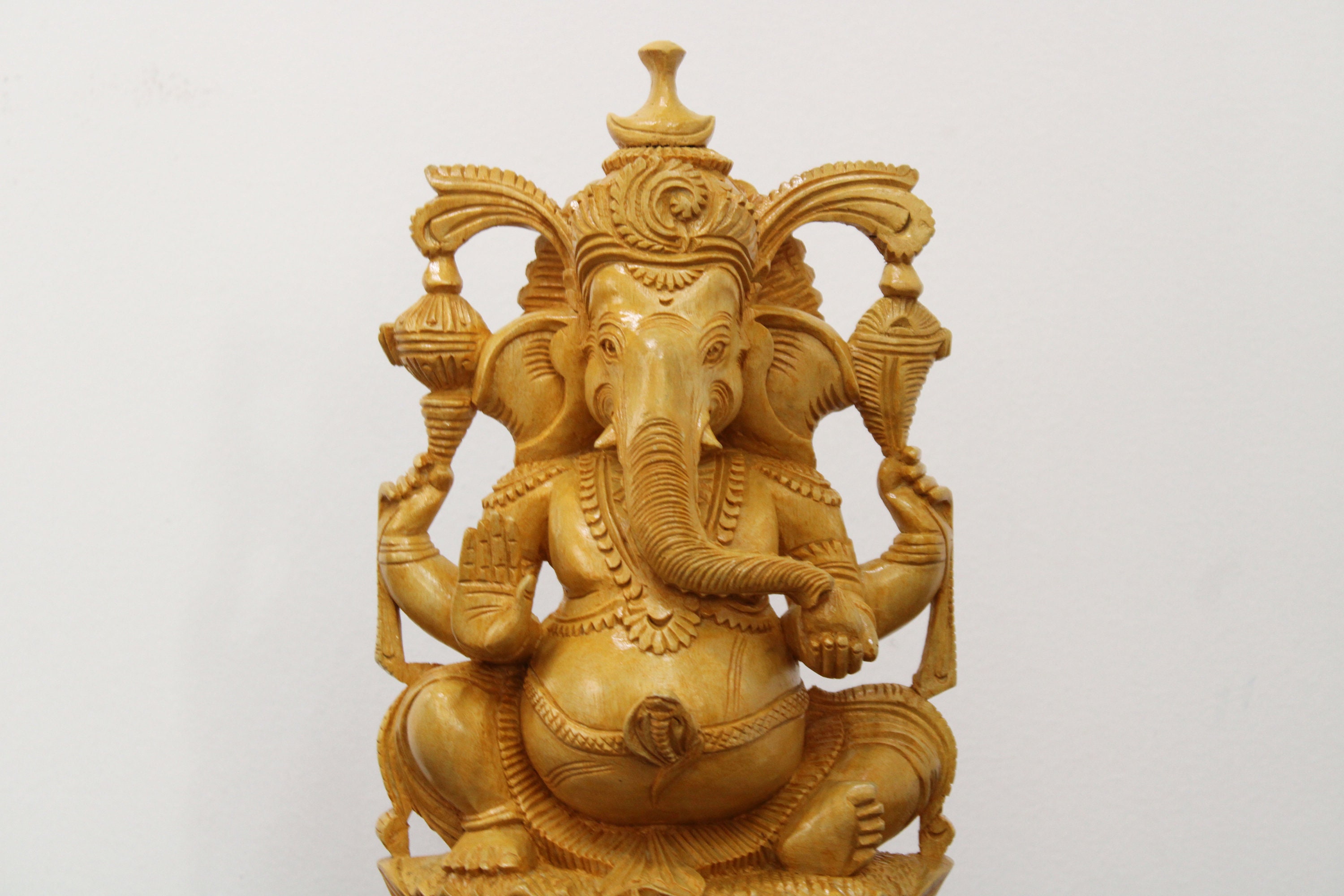 Ganesh Statue Wooden Ganesha Sculpture Vinayaka Hindu Home Etsy