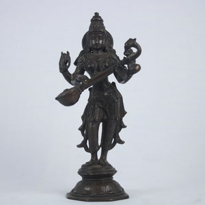 Vintage Handpainted Saraswati Tibetan Yang Chenmo Goddess of Knowledge Sculpture Statue #1