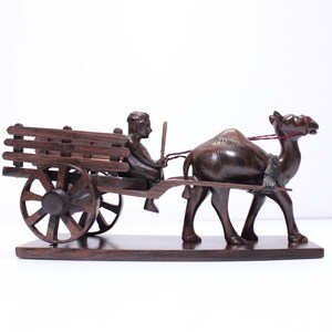 Camel Cart Wooden Sculpture Folk Art Home Decor Shelf Decorative Statues Rosewood Vintage Handicraft Rare Collectibles Wooden Decor Gift