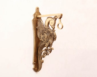Bird Bracket Brass Lamp Hanger Plant Hanging Hook Home Garden Wall Decor Peacock Annam Sculpture Metal Carving Corbel Decorative Art