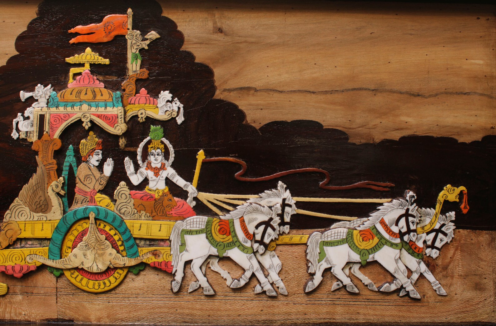 Geetopadesha Wood Inlay Painting Wall Panel Arjuna Krishna Etsy