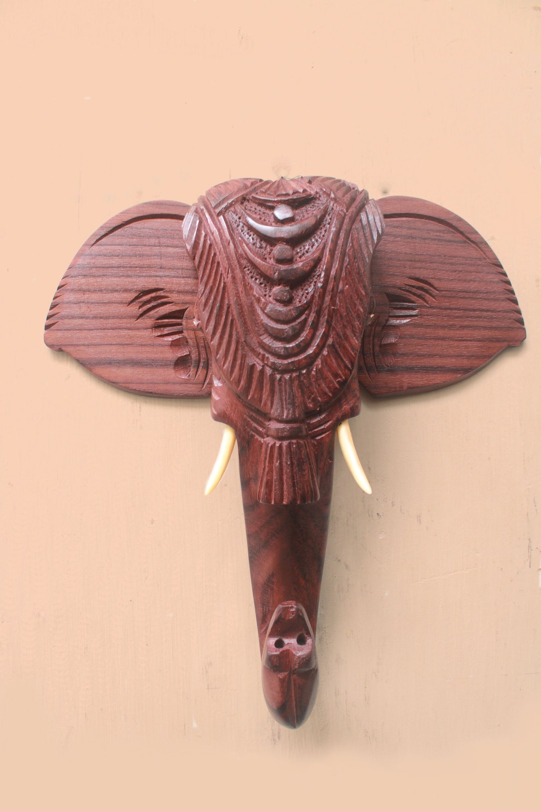 Elephant Head Wall Hanging Statue Coat Hanger Indian / Asian Elephant