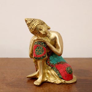 Buddha Statue Brass Sculpture Decorative Gift Idol Home Garden Decor Living Room Tabletop Office Interior Decor Figurine Rare Collectible