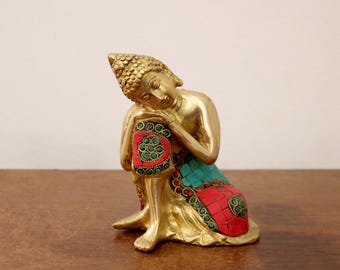 Brass Buddha Statue: Asian Art Home Decor, 5.5"