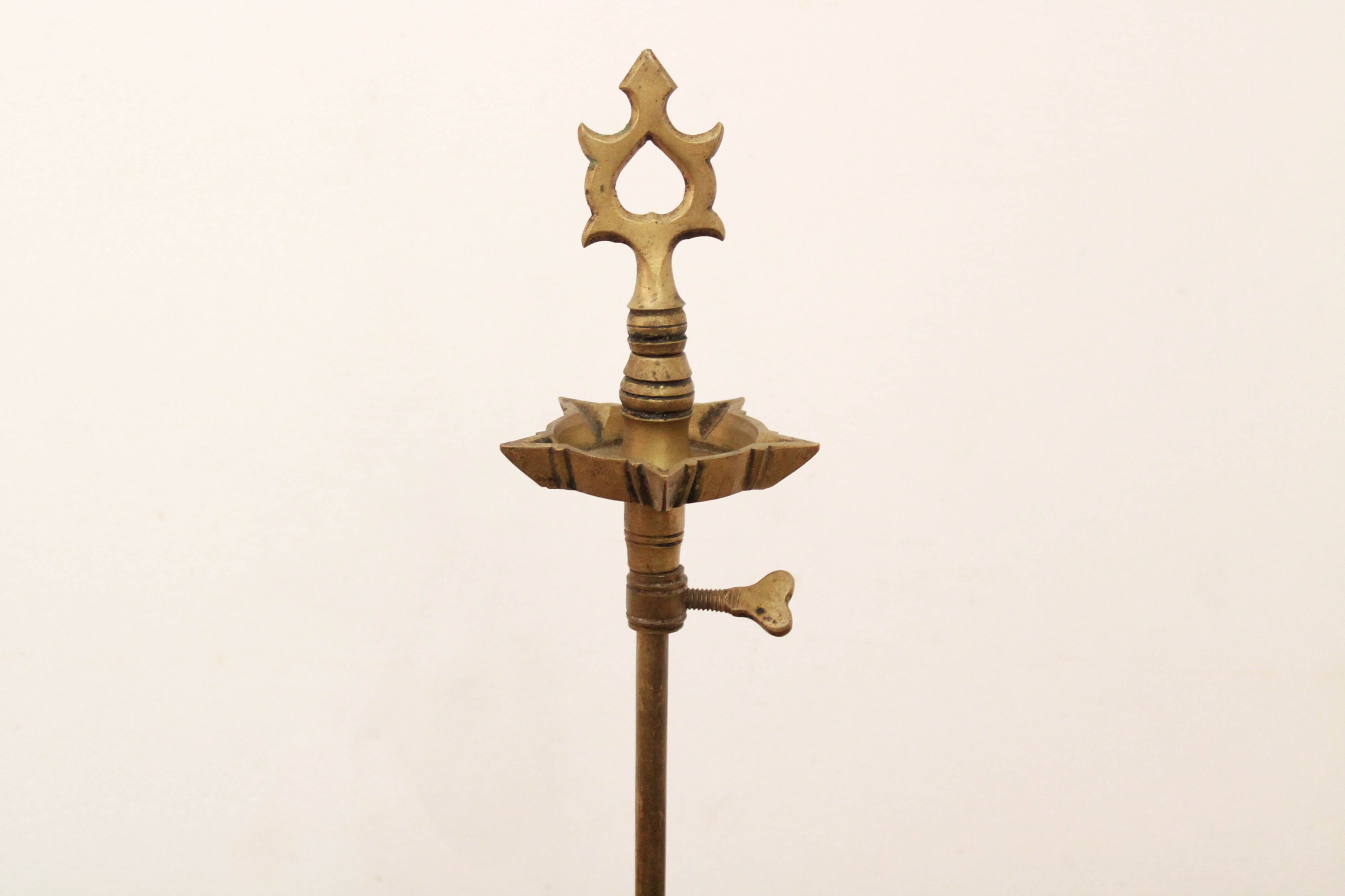Antique Oil Lamp Vintage Diya Height Adjustable Samai Chavi Vilakku Key ...