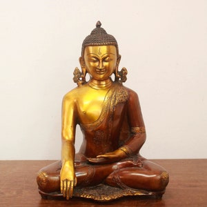 Buddha Statue Big Brass Metal Sculpture Home Decor Gift Idol Yoga Meditating Figurine Living Room Garden Decorative Feng Shui Vastu Art Rare