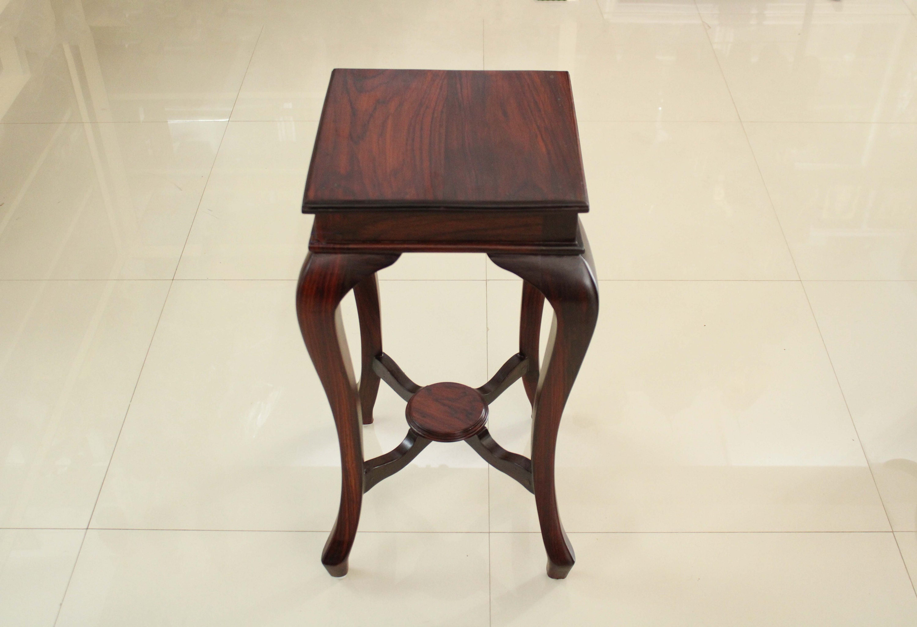 Wooden Square Table Corner Stand Plant Telephone Flower Vase Idol Stand End Table Rosewood Vintage Furniture Living Room Bedroom Home Decor