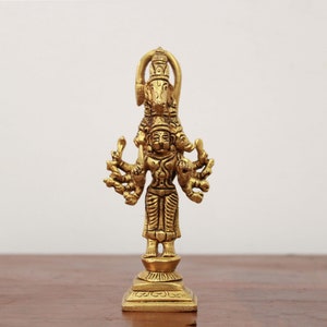 Panchamukhi Hanuman Statue Hindu God Five Face Bajrangbali Small Brass Sculpture Anjaneya Murti Car Dashboard Idol Hindu Home Decor Figurine