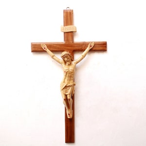 Jesus Statue INRI Crucifix Big Holy Cross Sculpture Christmas Gift Christian Home Altar Church Wall Decor Idol Vintage Handicraft Figurine