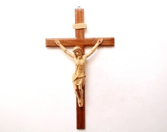 Jesus Statue INRI Kruzifix Großes Heiliges Kreuz Skulptur Weihnachtsgeschenk Christian Hausaltar Kirche Wanddekor Idol Vintage Handwerk Figur