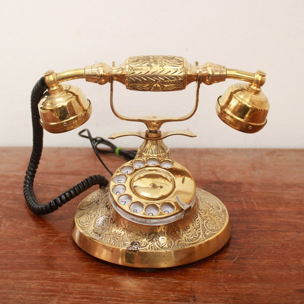 Vintage Telephone Working Brass Rotary Phone Antique Look Retro Home Decor Royal Telephone |Antique Telephone | Housewarming Gift | Rare