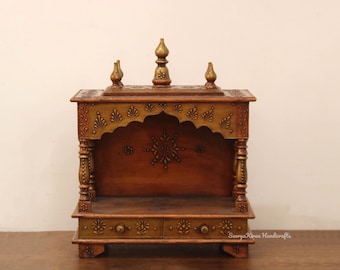 Handmade Wooden Pooja Mandir: Hindu Home Temple, Wall Decor