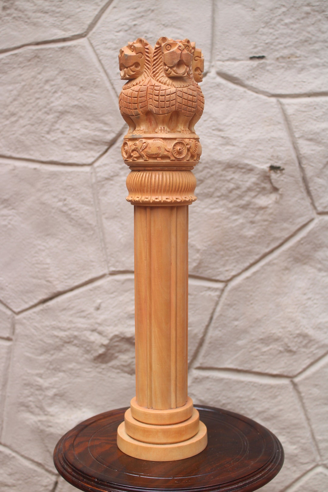 Ashoka Pillar Ashok Stambh Wooden Ashoka Stupa Indian Home / Office