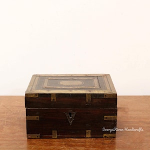 Antique Stash Box Small Wooden Box Vintage Keepsake Rare Collectible Square  Rectangular Box Handmade Indian Asian Antique Decor Storage Box