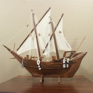Sailing Boat Model Wooden Sailboat Nautical Home Decor Office / Table Top / Shelf / Marine Decor Sculpture Vintage Handicraft Memento Gift
