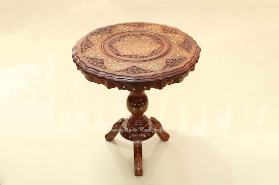 Round Table Wooden Teapoy Coffee Center Table Vintage Home Living Room Garden Decor Antique Style Furniture Idol Planter Flowerpot Stand Etsy