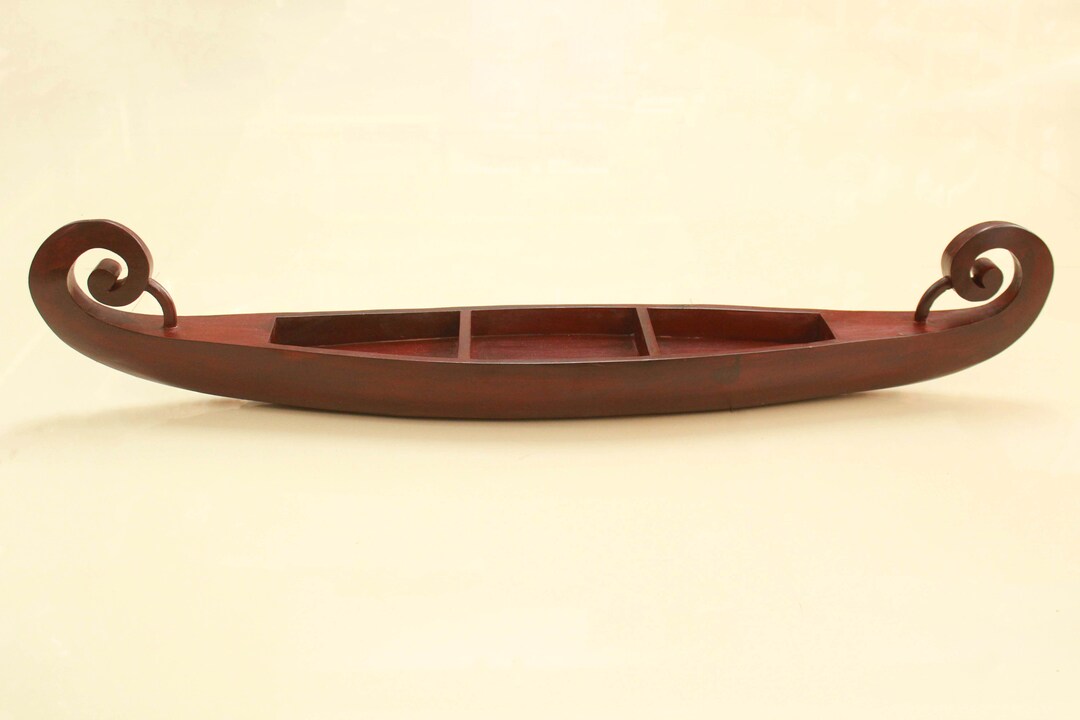 Wooden Canoe Boat Sculpture Antique Home Living Room Office Lounge ...