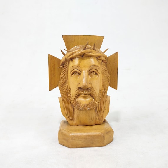 Small Jesus Statue Crucifix Sculpture Car Dashboard Wooden