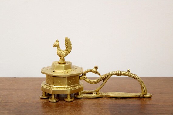 Brass Incense Burner with Handle: Pooja Room Decor