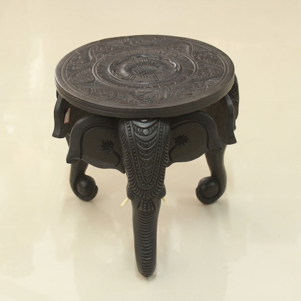 Small Round Table Wooden Flowerpot Vase Idol Stand Vintage Home Garden Decor Mandala Elephant Antique Style Furniture Foot Stool Low Seat