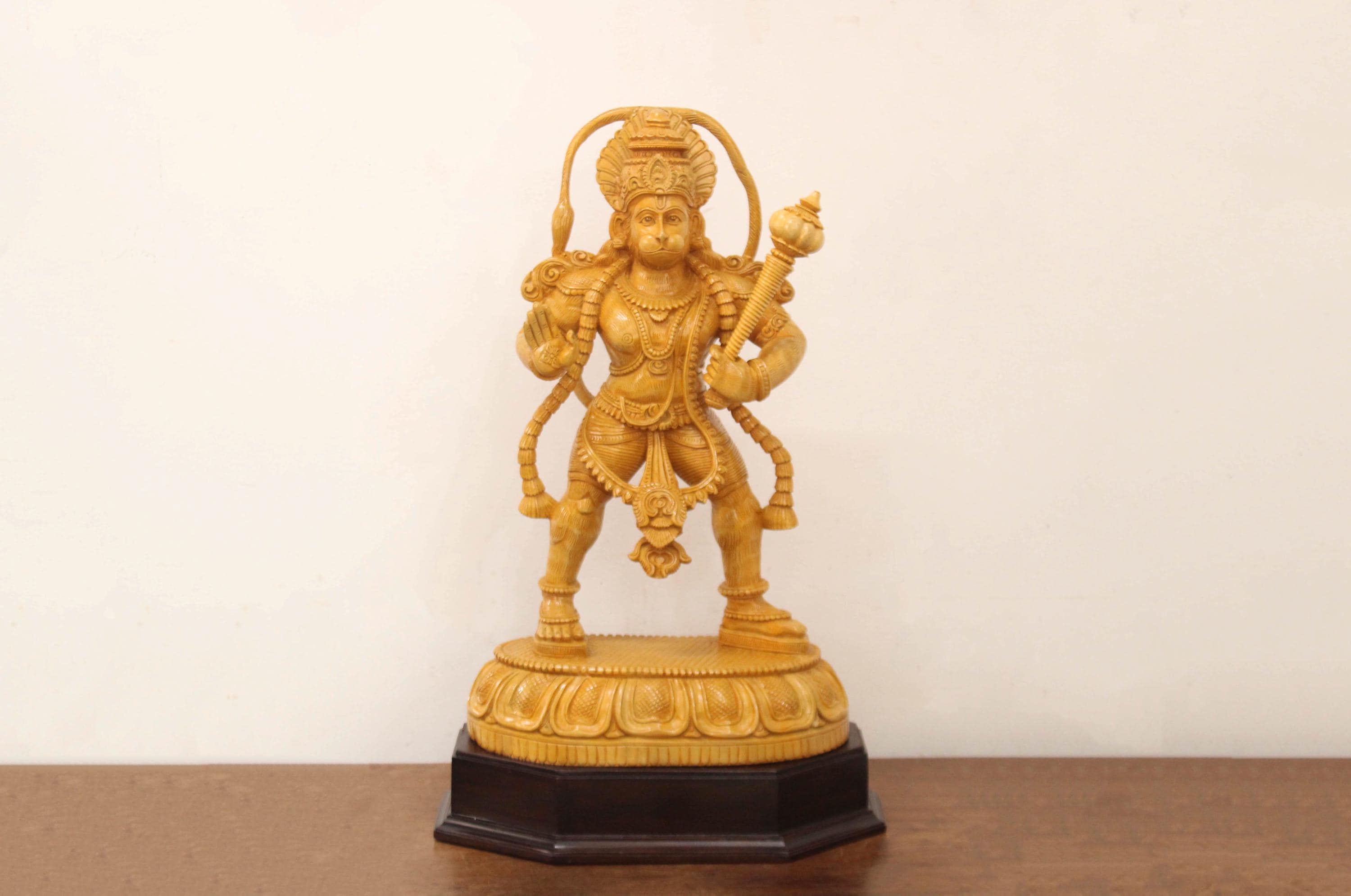 ハヌマーン像大きな木製手作り彫刻 Anjaneya Bajrangbali マルティ置物
