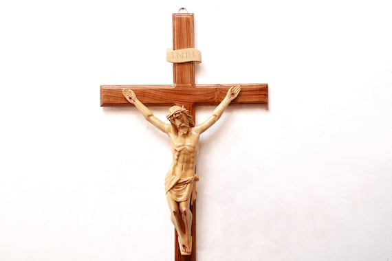 Jesus Statue INRI Crucifix Big Holy Cross Sculpture Christmas Gift