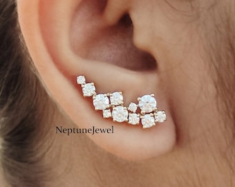 Star Cluster Vine Earrings / Big Dipper Ear Crawler-Constellation Earrings / Celestial Earrings / Climber Unique Design / Trendy Earrings