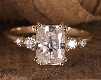 1.51 TW Radiant Cut Diamond Engagement Ring, EF/VS Lab Grown Diamond Ring, Five Stone Ring, Diamond Ring for Her, Engagement Ring for Women