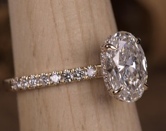 2.01Ct Oval Lab Grown Diamond Engagement Ring, Halo Anniversary Gift