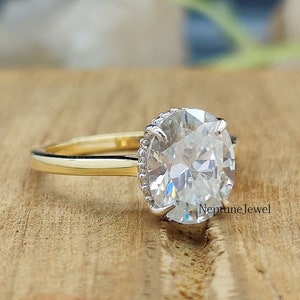 2.5 CT Oval Cut Silber CZ Ehering / Solitär Oval Moissanite Diamant Ring / 10x7 MM Oval Moissanite Verlobungsring / Versteckter Halo Ring