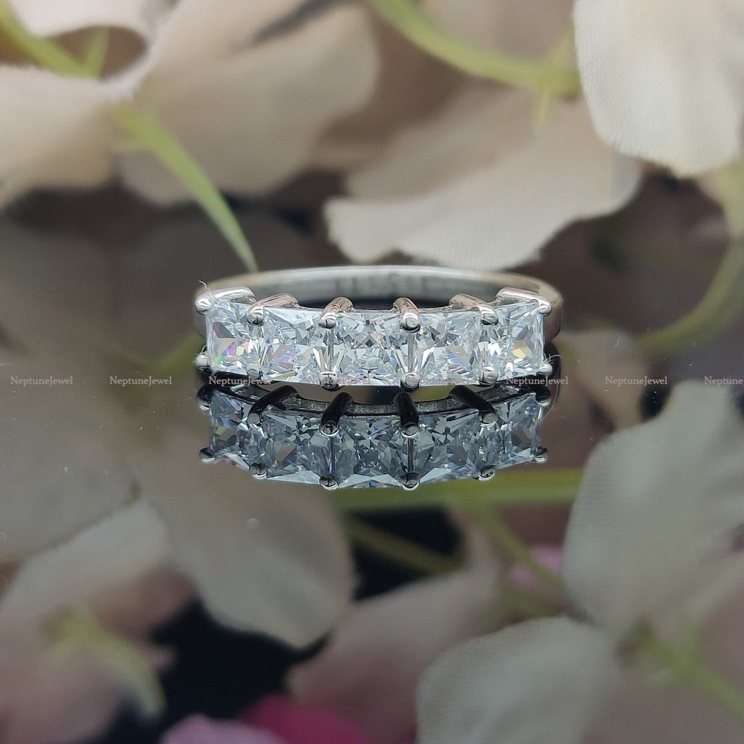 Princess Cut Ring Stackable Rings Amazing Princess Cut Diamond Stackable Band/ 5-stone Princess Cut ...