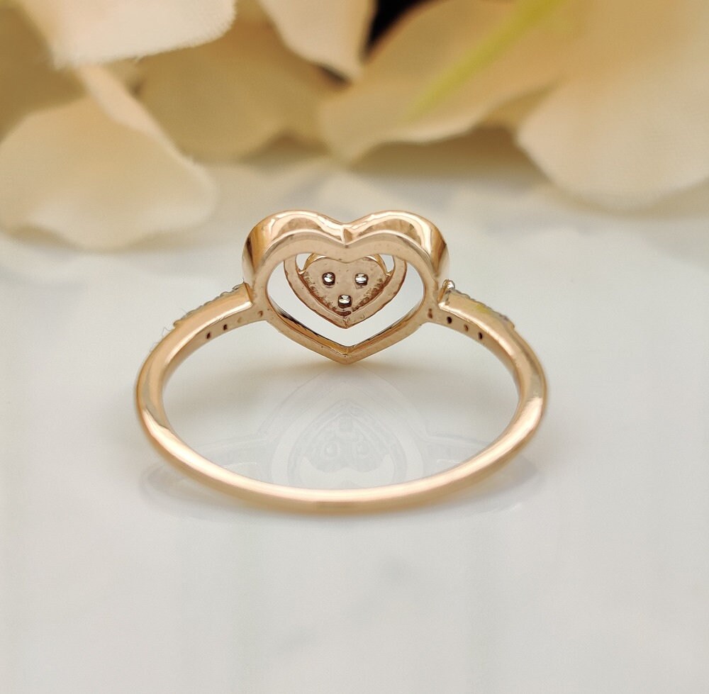 14K Heart Shape Rose Gold Ring / Propose Ring / Wedding Ring / | Etsy