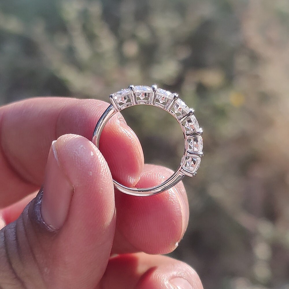 Fede Nuziale Uomo In Argento 925 Con Moissanite 2ct – Oro Bianco 14k Placcato – Taglia 10 - Foto 4