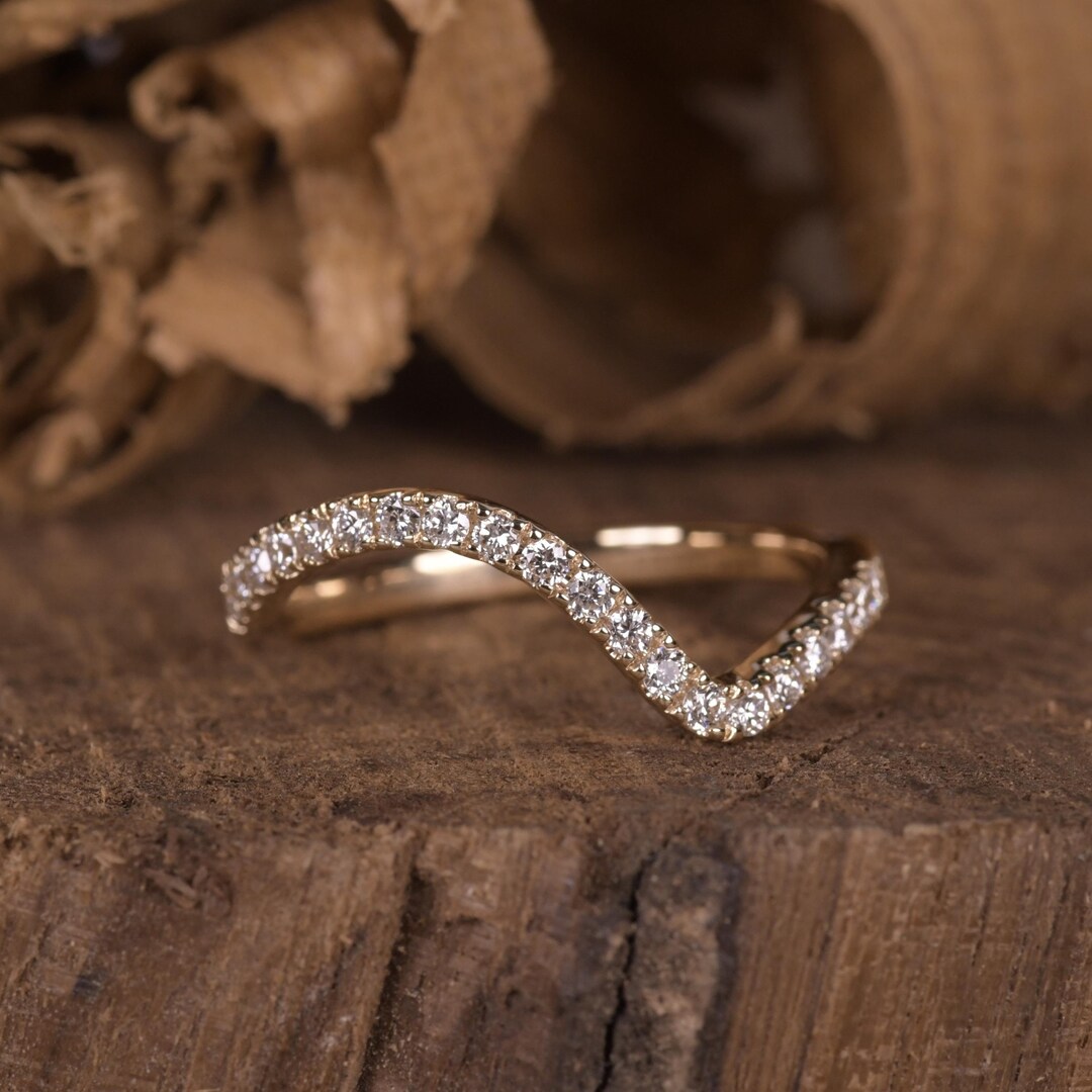 14k Gold Lab Grown Diamond Wedding Band, Half Eternity CVD Ring - Etsy