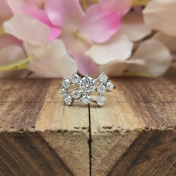 Anillo De Boda único De Moissanita Con Corte Marquesa, Anillo De Compromiso De Moissanita En Oro Rosa, Anillo De Boda Curvado Con Hoja De Diamante, Anillos De Promesa Para Mujer