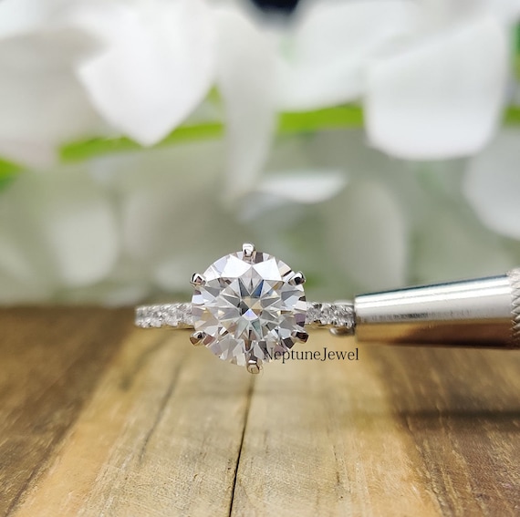 Anello Solitario Taglio Rotondo Con Genuino Diamante 2,50 - Foto 5