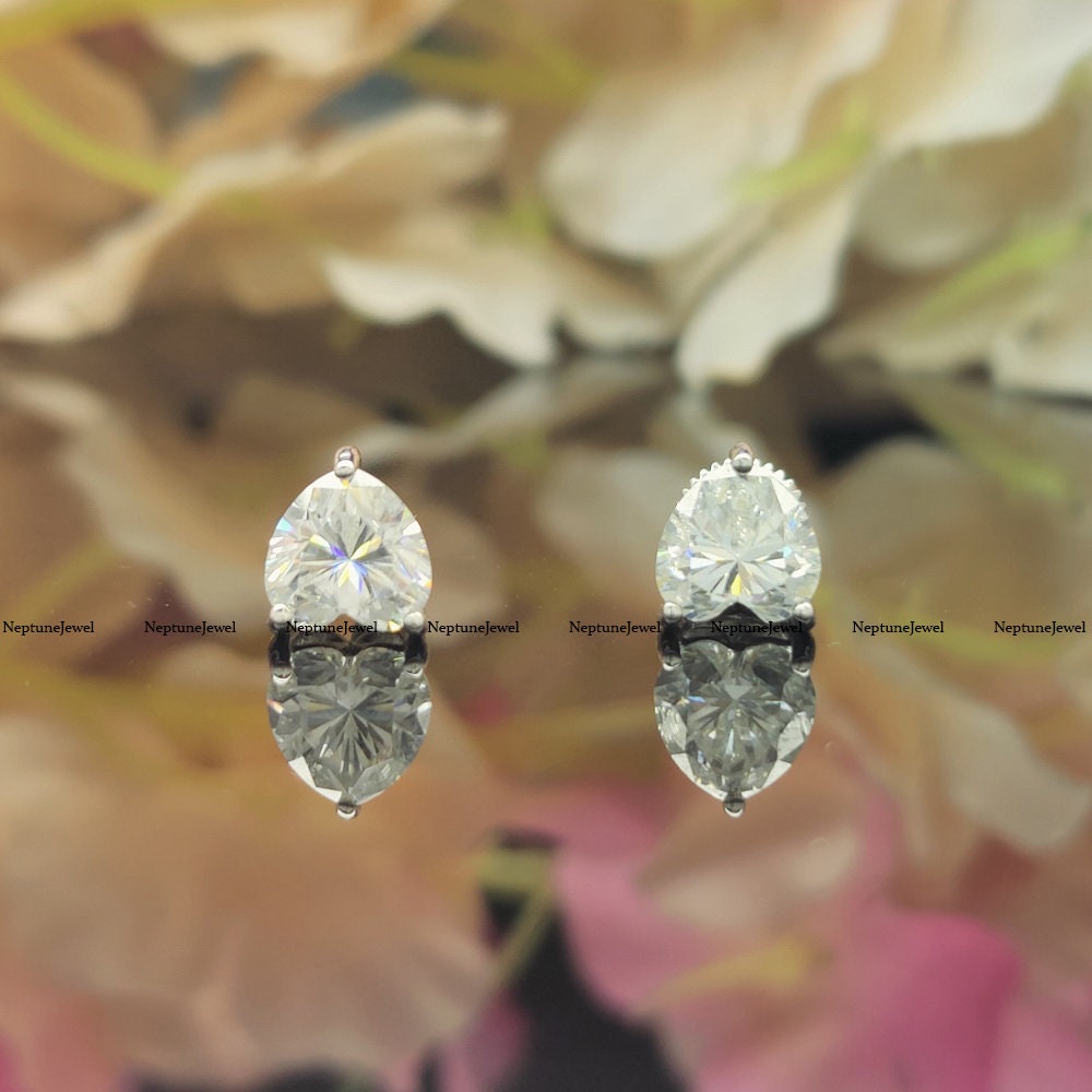 Orecchini a perno in moissanite, in argento Sterling S925