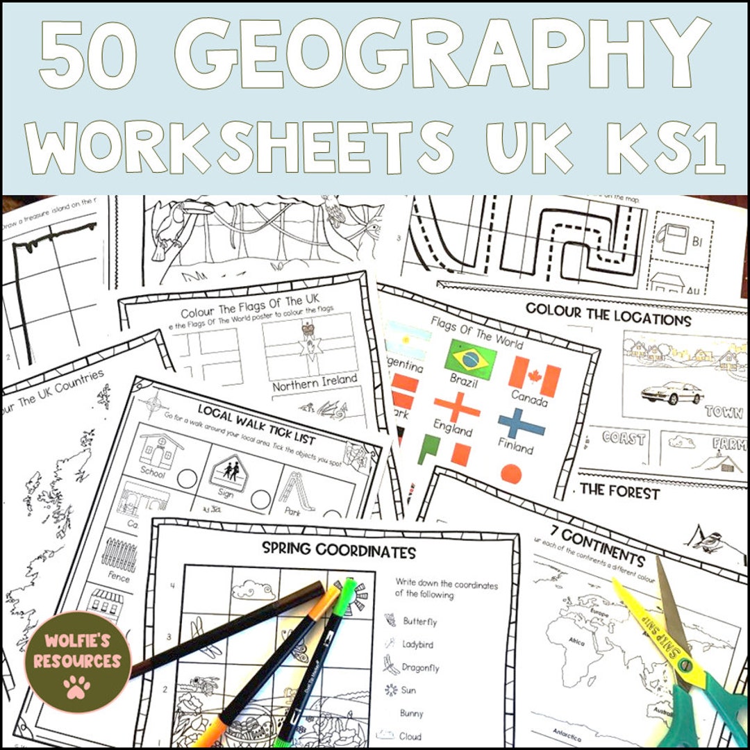50 Geography Worksheets UK KS1 - Etsy