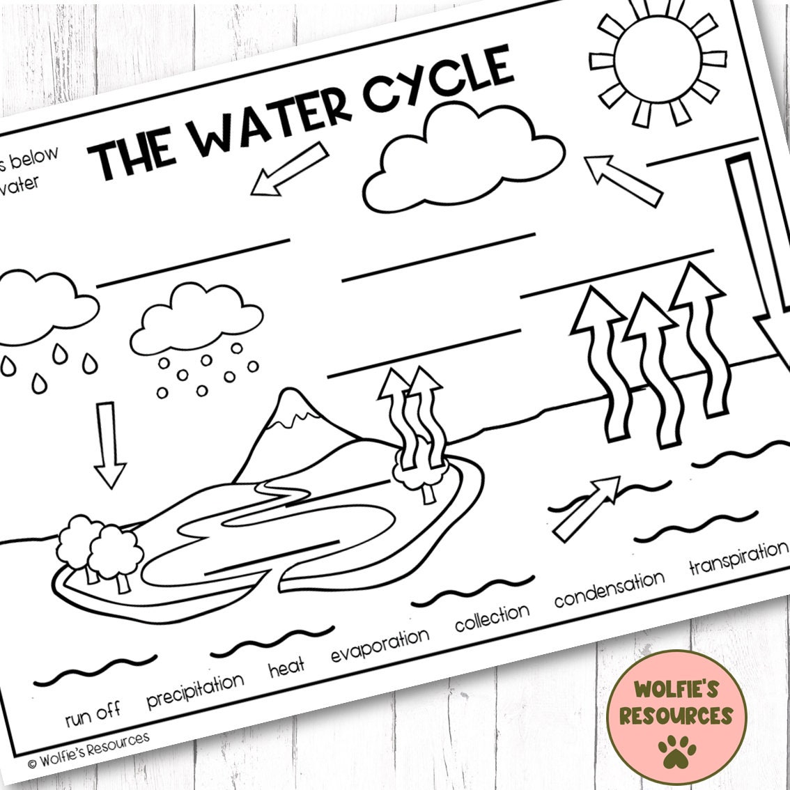 Water cycle coloring pages