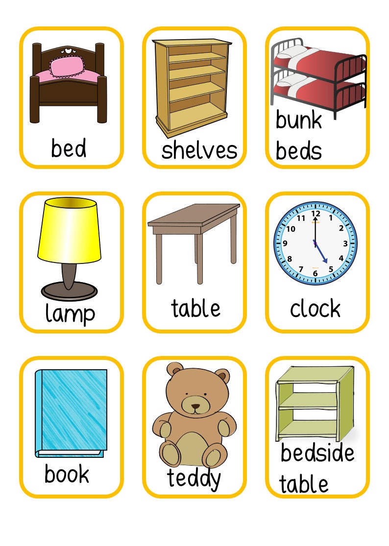 Noun Flash Cards Home Themed Etsy
